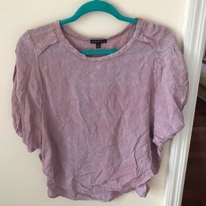 Women’s Pink Acid Wash Short Sleeve Flowy Top